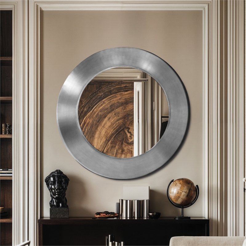 Meridian Furniture Sphere Silver Iron Framed Mirror