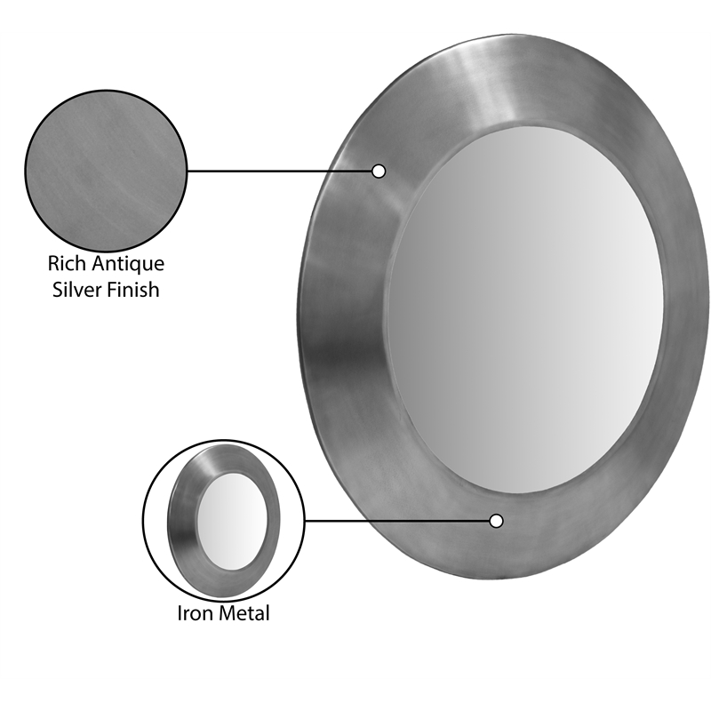 Meridian Furniture Sphere Silver Iron Framed Mirror