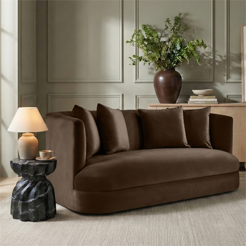 Meridian Furniture Alder Brown Velvet Loveseat