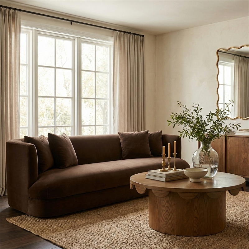 Meridian Furniture Alder Brown Velvet Sofa