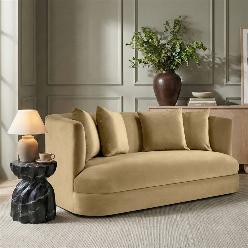 Meridian Furniture Alder Camel Velvet Loveseat