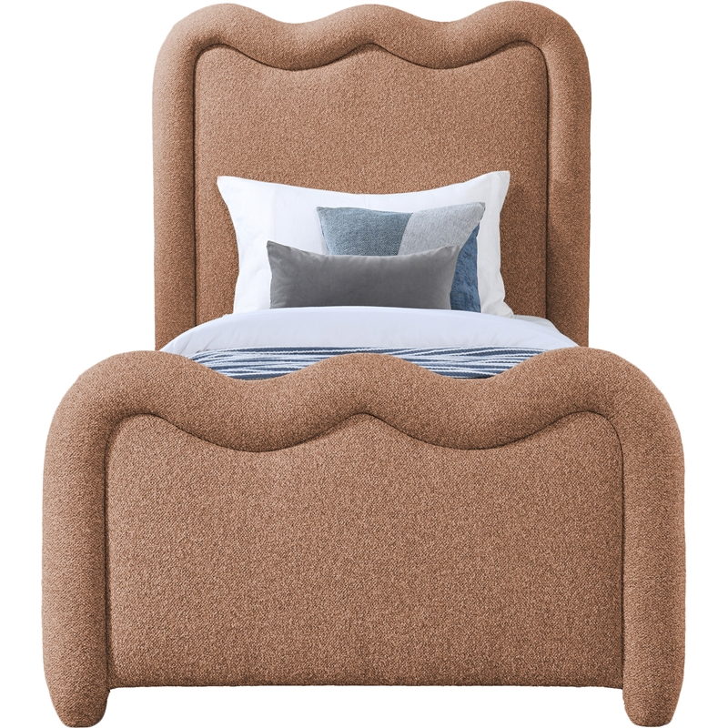 Meridian Furniture Gavin Cognac Chenille Fabric Twin Bed