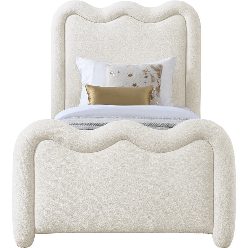 Meridian Furniture Gavin Cream Chenille Fabric Twin Bed