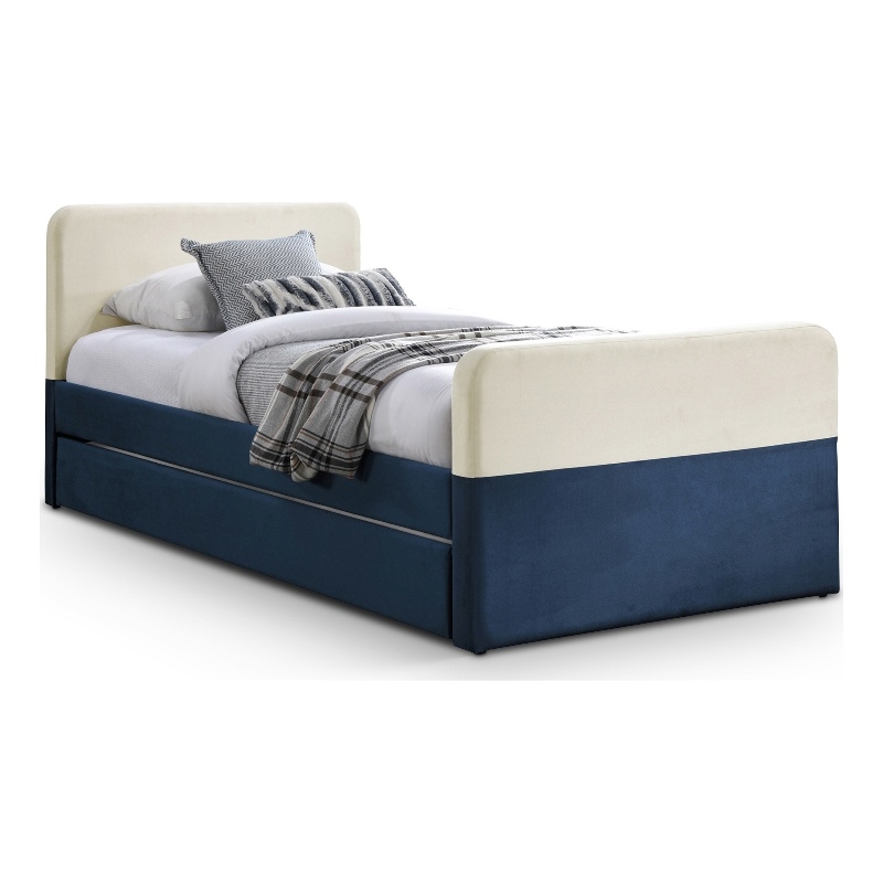 Meridian Furniture Ivy Navy Velvet Twin Trundle/Storage Bed