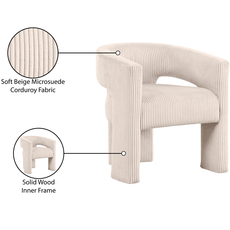 Meridian Furniture Riz Beige Microsuede Corduroy Accent/Dining Chair