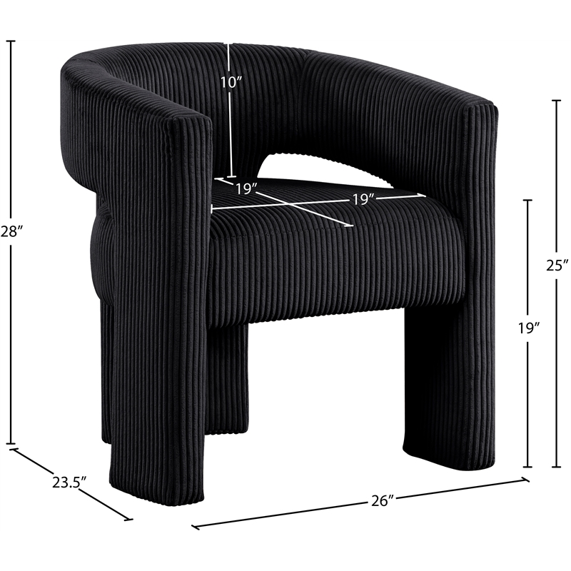 Meridian Furniture Riz Black Microsuede Corduroy Accent/Dining Chair