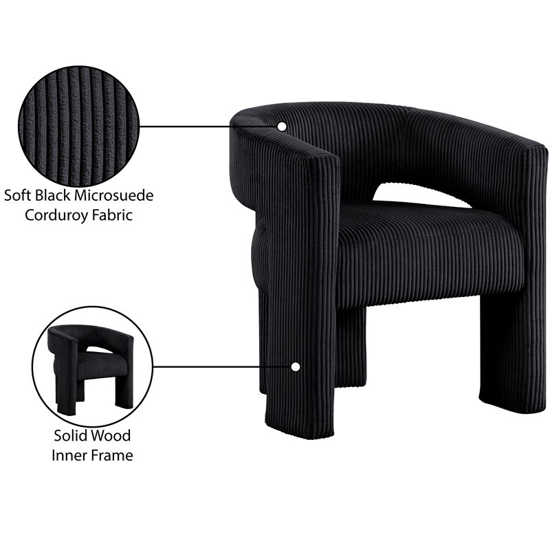 Meridian Furniture Riz Black Microsuede Corduroy Accent/Dining Chair