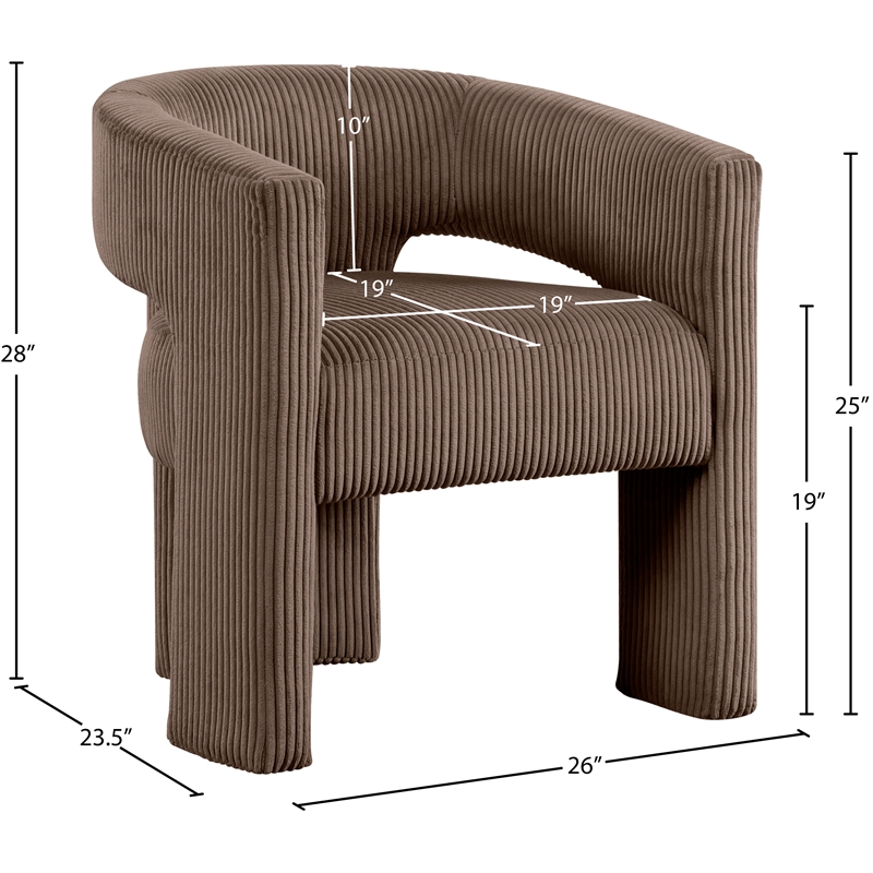 Meridian Furniture Riz Brown Microsuede Corduroy Accent/Dining Chair