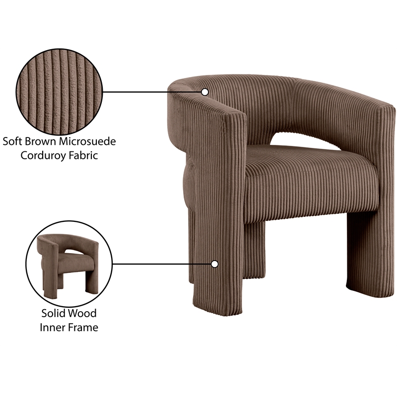 Meridian Furniture Riz Brown Microsuede Corduroy Accent/Dining Chair