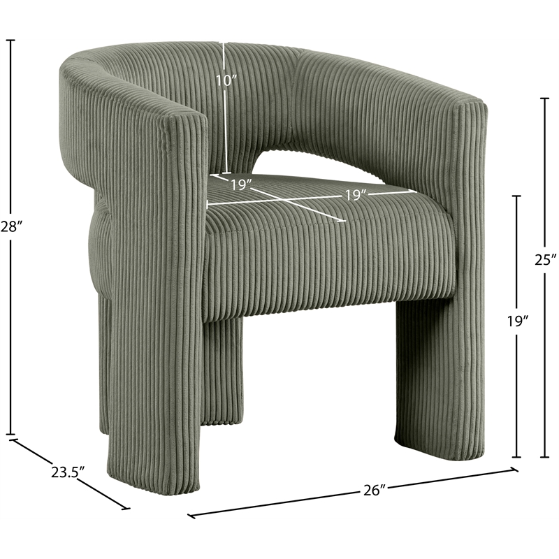 Meridian Furniture Riz Green Microsuede Corduroy Accent/Dining Chair