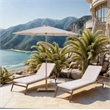 Meridian Furniture Fiji Beige Polyester Patio Umbrella with Base Set