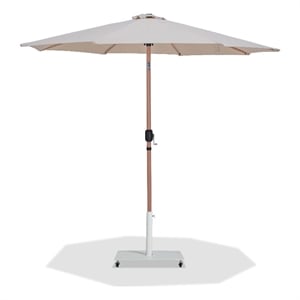 Meridian Furniture Fiji Beige Polyester Patio Umbrella with Base Set