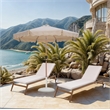 Meridian Furniture Amalfi Beige Polyester Patio Umbrella with Base Set