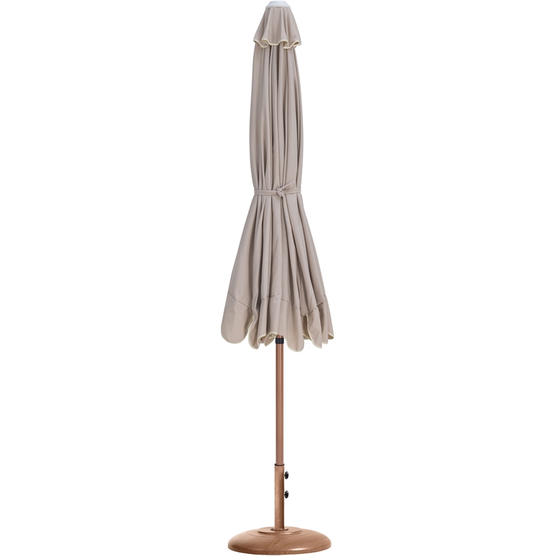 Meridian Furniture Amalfi Beige Polyester Patio Umbrella with Base Set