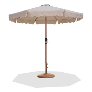 Meridian Furniture Amalfi Beige Polyester Patio Umbrella with Base Set