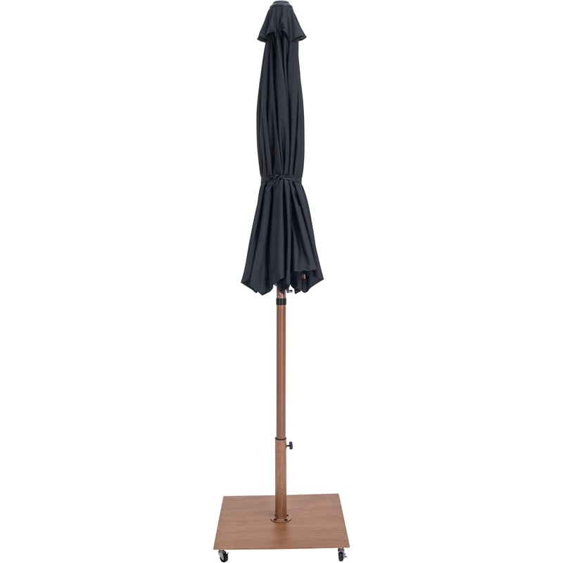Meridian Furniture Amalfi Black Polyester Patio Umbrella with Base Set