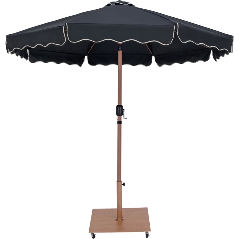 Meridian Furniture Amalfi Black Polyester Patio Umbrella with Base Set