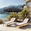 Meridian Furniture Amalfi Black Polyester Patio Umbrella with Base Set