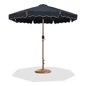 Meridian Furniture Amalfi Black Polyester Patio Umbrella with Base Set