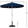 Meridian Furniture Amalfi Navy Polyester Patio Umbrella with Base Set