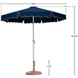 Meridian Furniture Amalfi Navy Polyester Patio Umbrella with Base Set