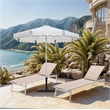 Meridian Furniture Amalfi White Polyester Patio Umbrella with Base Set
