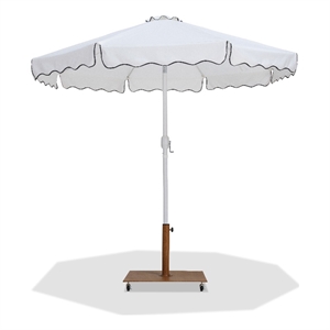 Meridian Furniture Amalfi White Polyester Patio Umbrella with Base Set