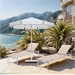 Meridian Furniture Amalfi White Polyester Patio Umbrella with Base Set