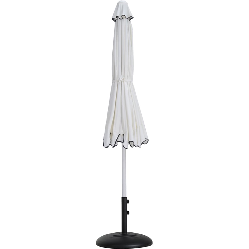 Meridian Furniture Amalfi White Polyester Patio Umbrella with Base Set