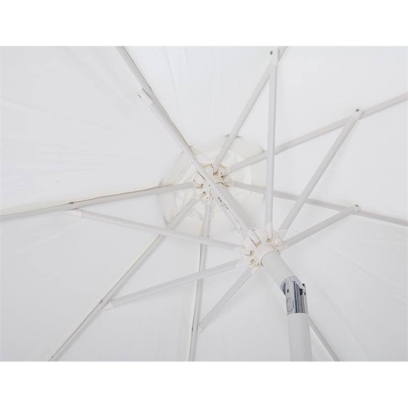 Meridian Furniture Amalfi White Polyester Patio Umbrella with Base Set