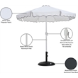 Meridian Furniture Amalfi White Polyester Patio Umbrella with Base Set