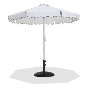 Meridian Furniture Amalfi White Polyester Patio Umbrella with Base Set