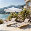 Meridian Furniture Amalfi White Polyester Patio Umbrella with Base Set