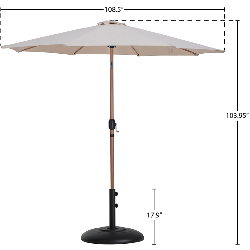 Meridian Furniture Fiji Beige Polyester Patio Umbrella with Base Set
