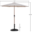Meridian Furniture Fiji Beige Polyester Patio Umbrella with Base Set