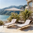 Meridian Furniture Fiji Beige Polyester Patio Umbrella with Base Set