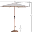 Meridian Furniture Fiji Beige Polyester Patio Umbrella with Base Set