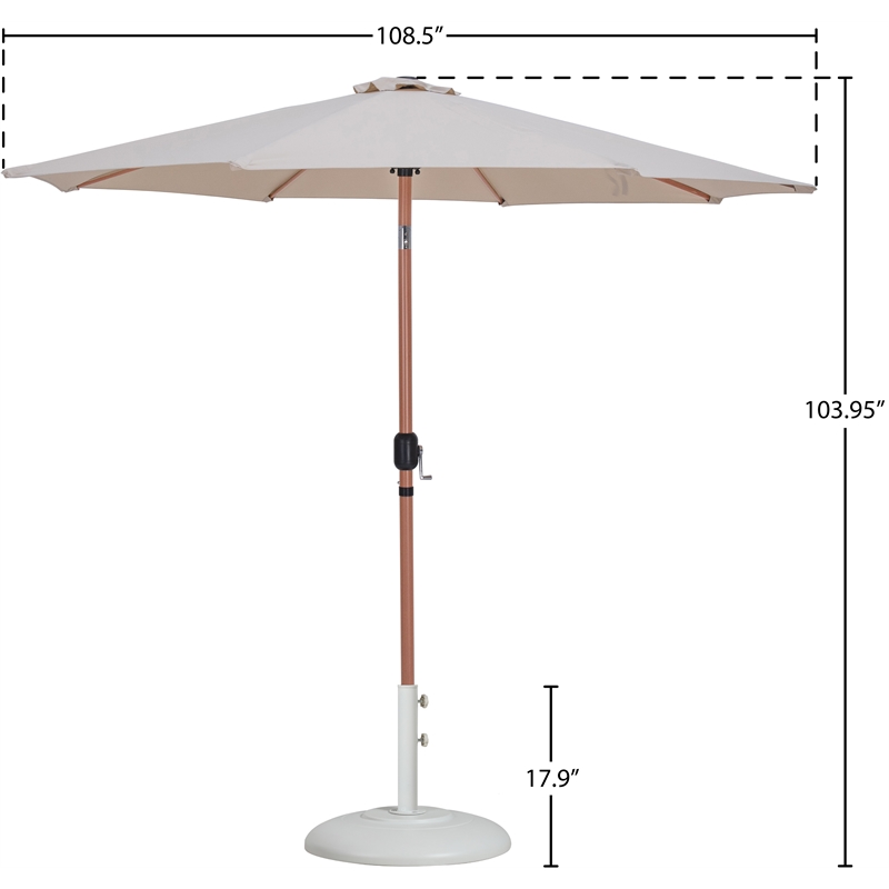 Meridian Furniture Fiji Beige Polyester Patio Umbrella with Base Set
