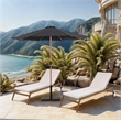 Meridian Furniture Fiji Black Polyester Patio Umbrella with Base Set