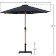Meridian Furniture Fiji Black Polyester Patio Umbrella with Base Set