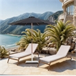 Meridian Furniture Fiji Black Polyester Patio Umbrella with Base Set