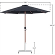 Meridian Furniture Fiji Black Polyester Patio Umbrella with Base Set