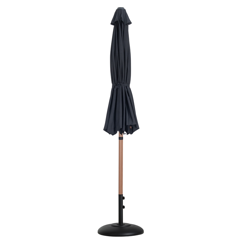 Meridian Furniture Fiji Black Polyester Patio Umbrella with Base Set