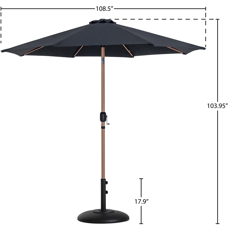 Meridian Furniture Fiji Black Polyester Patio Umbrella with Base Set