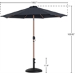 Meridian Furniture Fiji Black Polyester Patio Umbrella with Base Set