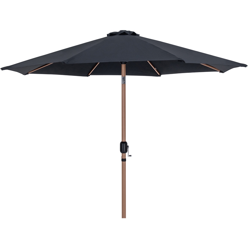 Meridian Furniture Fiji Black Polyester Patio Umbrella with Base Set