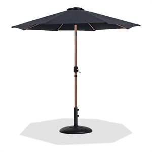 Meridian Furniture Fiji Black Polyester Patio Umbrella with Base Set