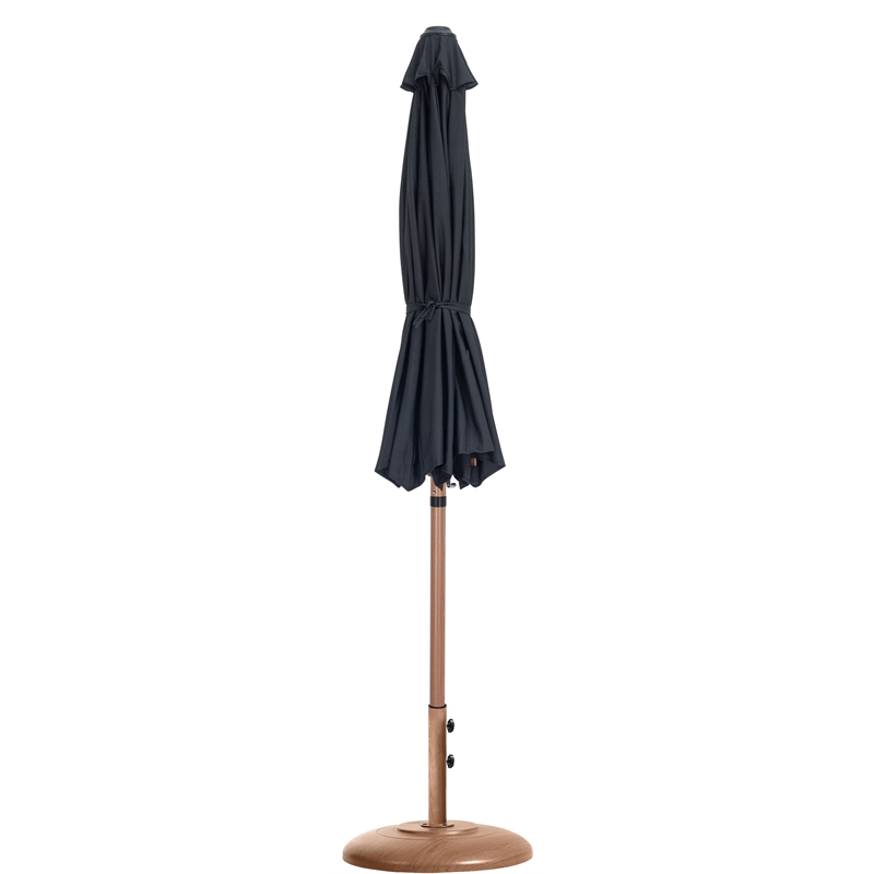 Meridian Furniture Fiji Black Polyester Patio Umbrella with Base Set