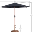 Meridian Furniture Fiji Black Polyester Patio Umbrella with Base Set
