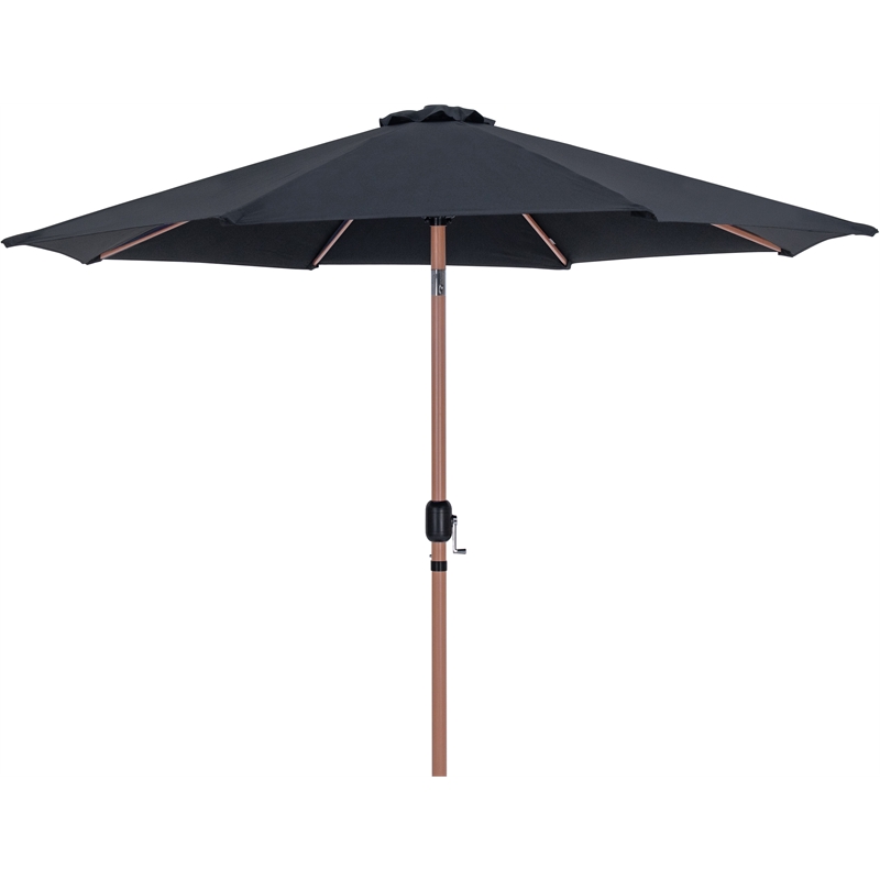 Meridian Furniture Fiji Black Polyester Patio Umbrella with Base Set